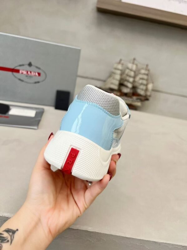 Men's & Women's Patent Leather Mesh Low-Top Sneakers - Baby Blue Luxury Streetwear Shoes