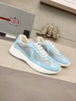 Men's & Women's Patent Leather Mesh Low-Top Sneakers - Baby Blue Luxury Streetwear Shoes