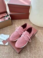 Minimalist Wool Knit Walking Shoes - Breathable Slip-On Sneakers (Muted Pink)