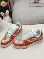 Unisex Premium Genuine Leather Retro Trainers - Designer Style Gradient Printed Low-Top Board Shoes