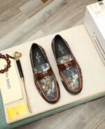 Men's Luxury Camouflage Monogram Loafers - Genuine Leather Penny Loafer