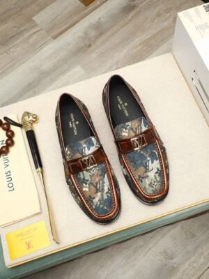 Men's Luxury Camouflage Monogram Loafers - Genuine Leather Penny Loafer