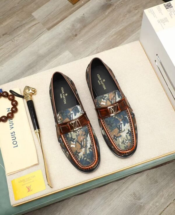 Men's Luxury Camouflage Monogram Loafers - Genuine Leather Penny Loafer