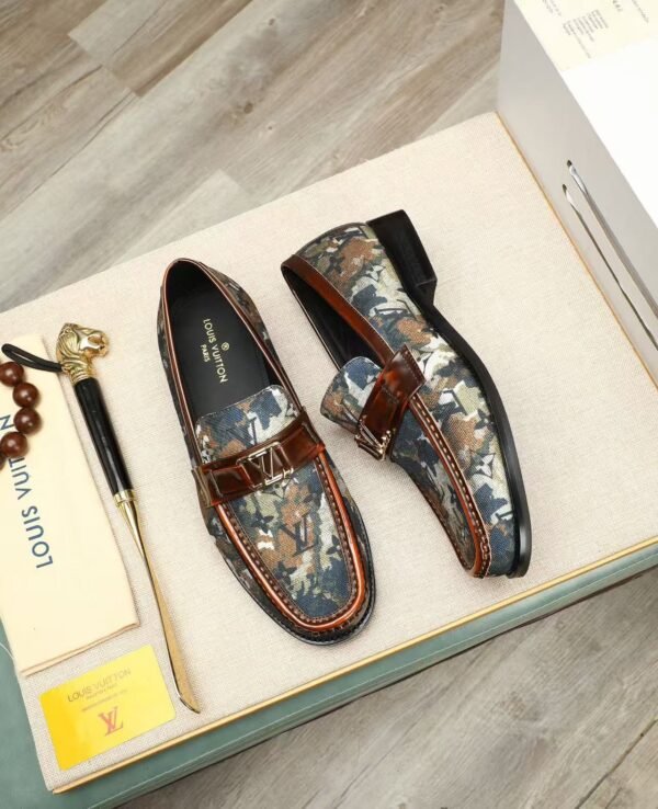 Men's Luxury Camouflage Monogram Loafers - Genuine Leather Penny Loafer