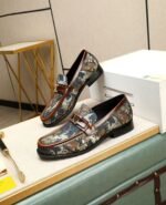 Men's Luxury Camouflage Monogram Loafers - Genuine Leather Penny Loafer