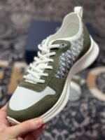 Men's Retro Runner Sneakers Olive Green Suede Leather Canvas Thick Sole Elevator Shoes