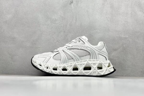 Men's Futuristic Chunky Sneakers with 3D Inspired Sole, Breathable Mesh Streetwear Shoes