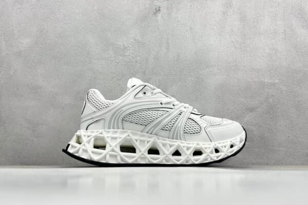 Men's Futuristic Chunky Sneakers with 3D Inspired Sole, Breathable Mesh Streetwear Shoes