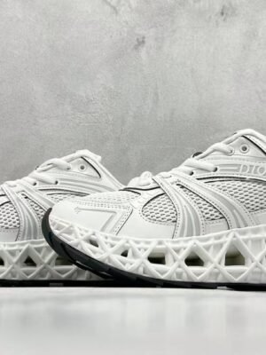 Men's Futuristic Chunky Sneakers with 3D Inspired Sole, Breathable Mesh Streetwear Shoes