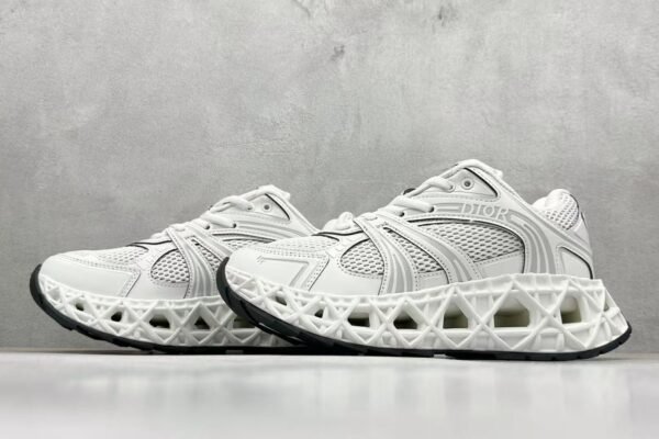 Men's Futuristic Chunky Sneakers with 3D Inspired Sole, Breathable Mesh Streetwear Shoes