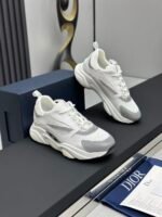 Unisex White Grey Chunky Sneakers – Vintage Inspired Platform Shoes with Breathable Mesh Upper