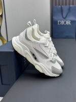 Unisex White Grey Chunky Sneakers – Vintage Inspired Platform Shoes with Breathable Mesh Upper