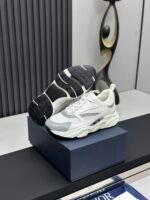 Unisex White Grey Chunky Sneakers – Vintage Inspired Platform Shoes with Breathable Mesh Upper