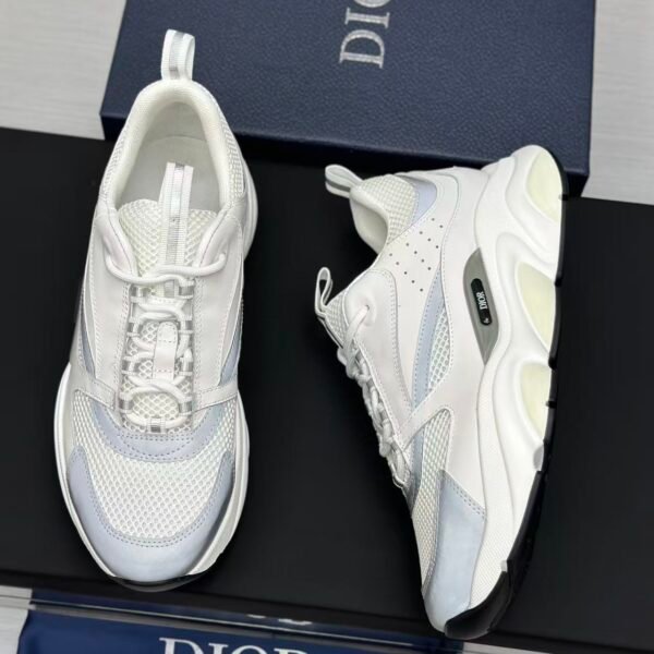 Unisex White Grey Chunky Sneakers – Vintage Inspired Platform Shoes with Breathable Mesh Upper