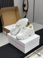 Premium White Chunky Sneakers Women | Retro Platform Casual Leather Mesh Fashion Shoes