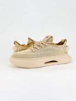 Men’s Breathable Knit Casual Sneakers – Lightweight Thick Sole Chunky Walking Shoes in Sand Beige