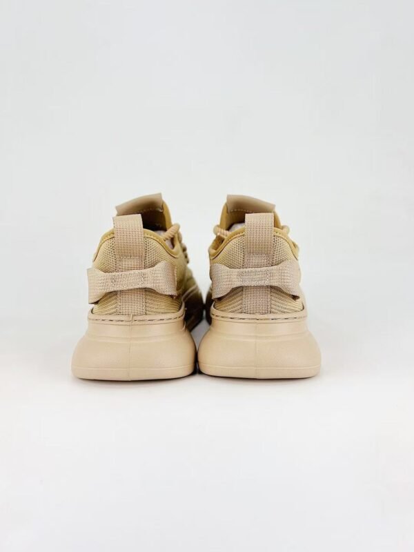 Men’s Breathable Knit Casual Sneakers – Lightweight Thick Sole Chunky Walking Shoes in Sand Beige