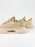 Men’s Breathable Knit Casual Sneakers – Lightweight Thick Sole Chunky Walking Shoes in Sand Beige