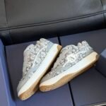 Men's Tweed Chunky Skate Shoes Low-Top Grey Woven Platform Sneakers