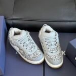 Men's Tweed Chunky Skate Shoes Low-Top Grey Woven Platform Sneakers