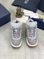 Men's Grey Tweed Chunky Skate Sneakers - Retro Platform Designer Style Casual Shoes with Metal Star Detail