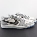 Vintage Grey & White Leather Low-Top Trainers with Designer Monogram Panel