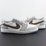 Vintage Grey & White Leather Low-Top Trainers with Designer Monogram Panel