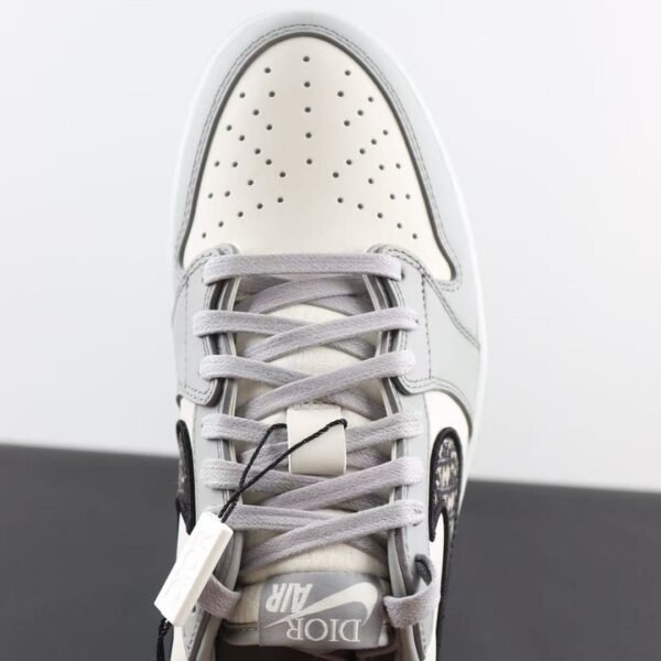 Vintage Grey & White Leather Low-Top Trainers with Designer Monogram Panel