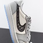 Vintage Grey & White Leather Low-Top Trainers with Designer Monogram Panel