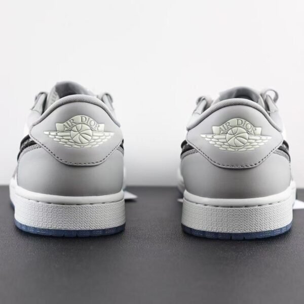 Vintage Grey & White Leather Low-Top Trainers with Designer Monogram Panel