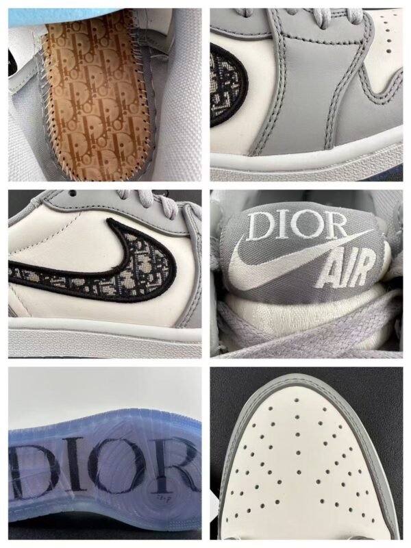 Vintage Grey & White Leather Low-Top Trainers with Designer Monogram Panel