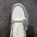 High-Top Leather Retro Casual Sneakers - Luxury Grey White Embroidered Swoosh Pattern Skate Shoes