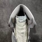 High-Top Leather Retro Casual Sneakers - Luxury Grey White Embroidered Swoosh Pattern Skate Shoes
