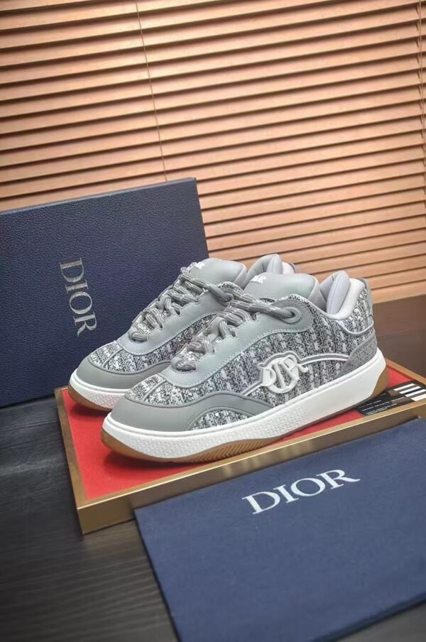 Men's High-Street Grey Leather & Tweed Platform Sneakers - Vintage Fat Skate Shoes for Streetwear & Casual Wear