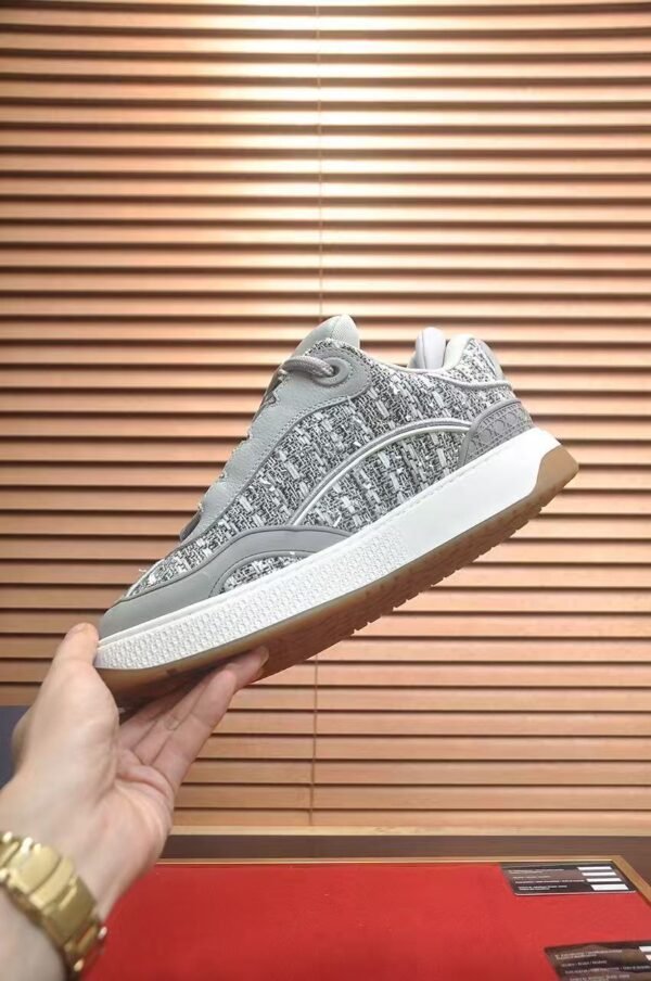 Men's High-Street Grey Leather & Tweed Platform Sneakers - Vintage Fat Skate Shoes for Streetwear & Casual Wear