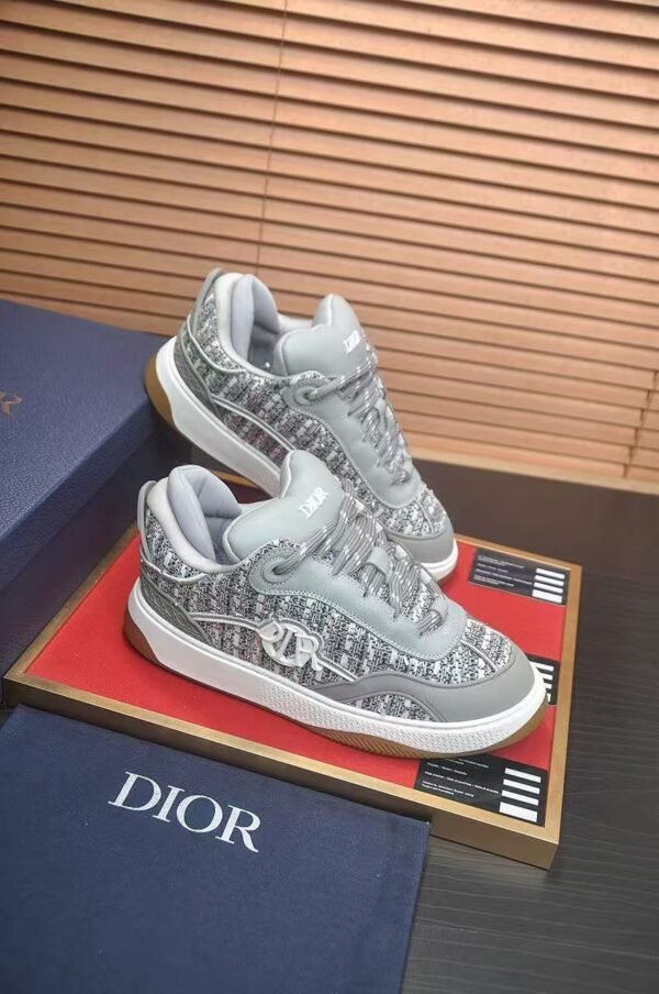 Men's High-Street Grey Leather & Tweed Platform Sneakers - Vintage Fat Skate Shoes for Streetwear & Casual Wear