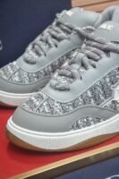 Men's High-Street Grey Leather & Tweed Platform Sneakers - Vintage Fat Skate Shoes for Streetwear & Casual Wear