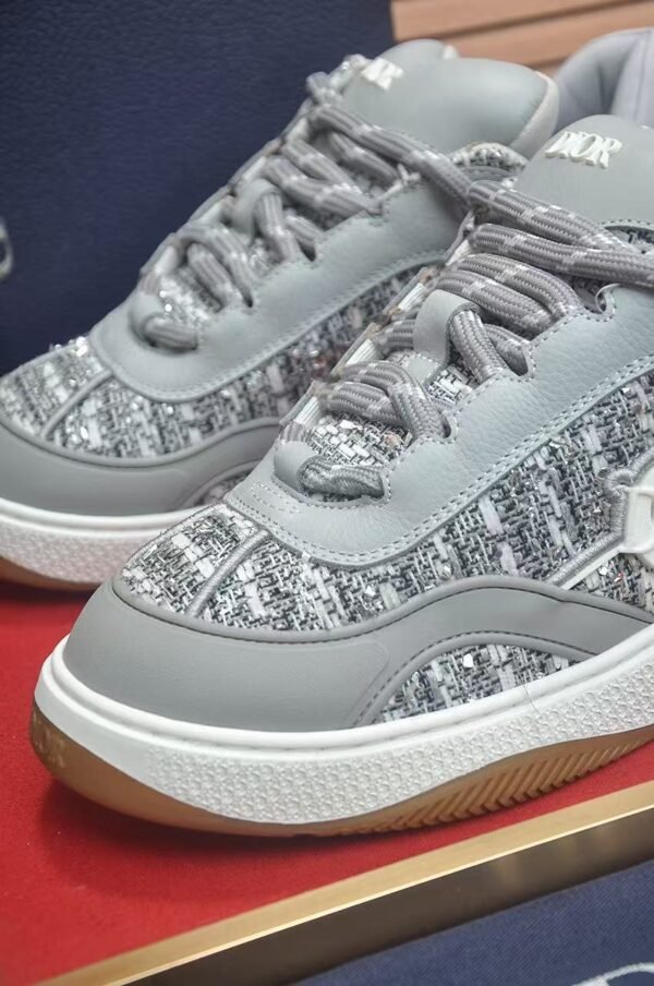 Men's High-Street Grey Leather & Tweed Platform Sneakers - Vintage Fat Skate Shoes for Streetwear & Casual Wear