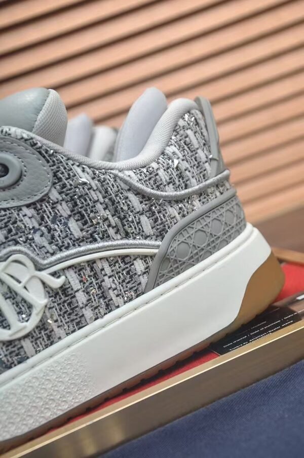 Men's High-Street Grey Leather & Tweed Platform Sneakers - Vintage Fat Skate Shoes for Streetwear & Casual Wear