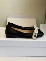 Women's Genuine Leather Ballet Flats with Ribbon Bow - Comfortable Dress Shoes