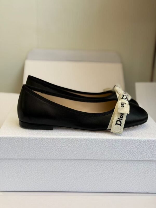 Women's Genuine Leather Ballet Flats with Ribbon Bow - Comfortable Dress Shoes