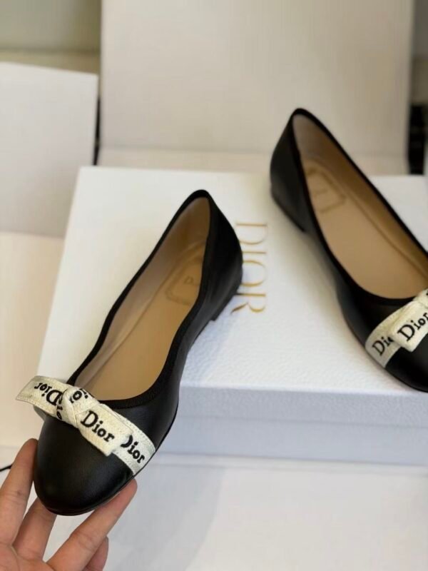 Women's Genuine Leather Ballet Flats with Ribbon Bow - Comfortable Dress Shoes