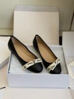 Women's Genuine Leather Ballet Flats with Ribbon Bow - Comfortable Dress Shoes