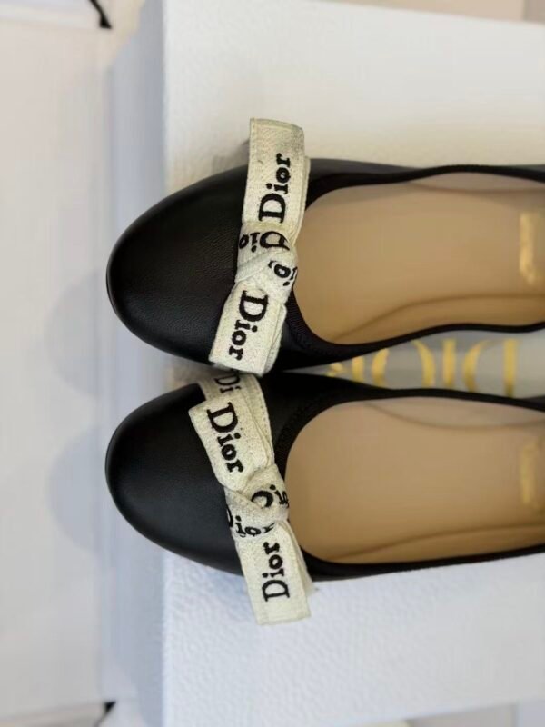 Women's Genuine Leather Ballet Flats with Ribbon Bow - Comfortable Dress Shoes