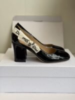 Women’s Patent Leather Chunky Heel Loafers – Comfortable Mary Jane Pumps with Ribbon Bow