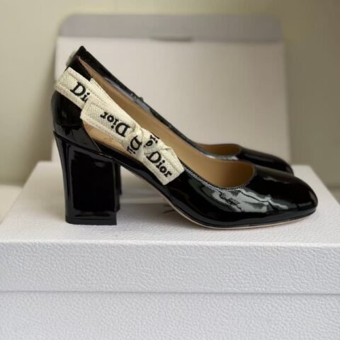 Women’s Patent Leather Chunky Heel Loafers – Comfortable Mary Jane Pumps with Ribbon Bow
