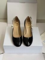 Women’s Patent Leather Chunky Heel Loafers – Comfortable Mary Jane Pumps with Ribbon Bow