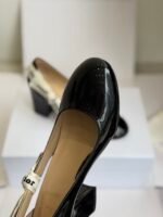 Women’s Patent Leather Chunky Heel Loafers – Comfortable Mary Jane Pumps with Ribbon Bow