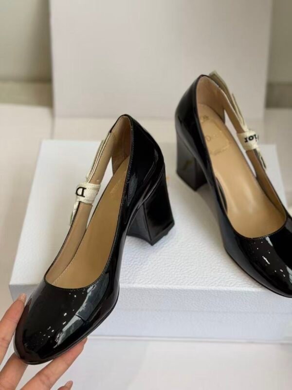 Women’s Patent Leather Chunky Heel Loafers – Comfortable Mary Jane Pumps with Ribbon Bow