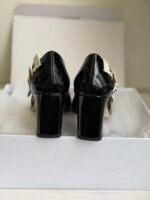 Women’s Patent Leather Chunky Heel Loafers – Comfortable Mary Jane Pumps with Ribbon Bow